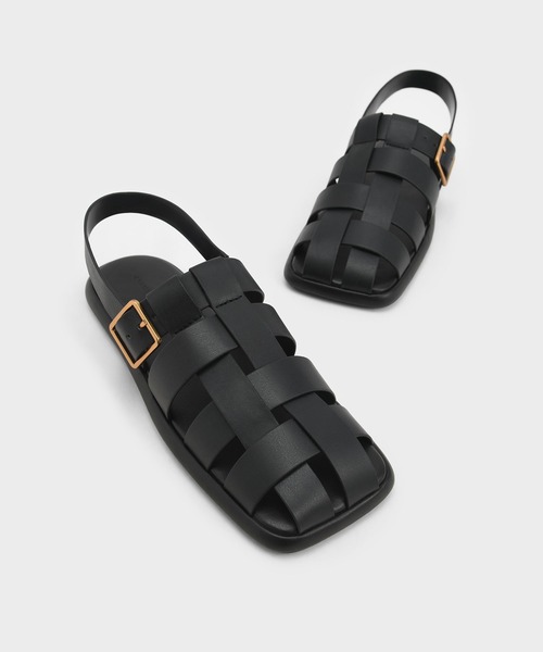 CHARLES ＆ KEITH サンダル メタリックバックルケージド
