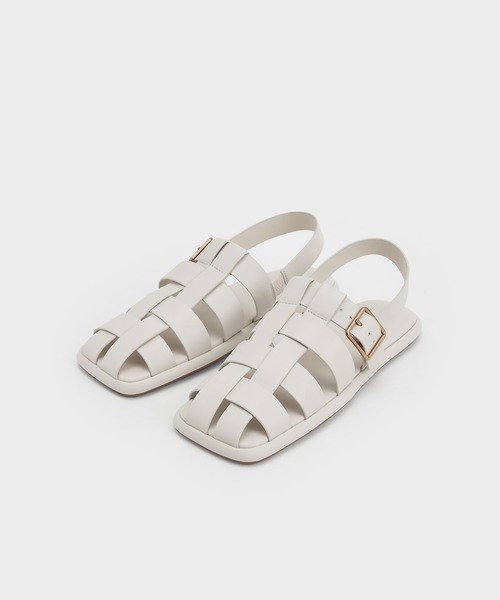 CHARLES ＆ KEITH サンダル メタリックバックルケージド