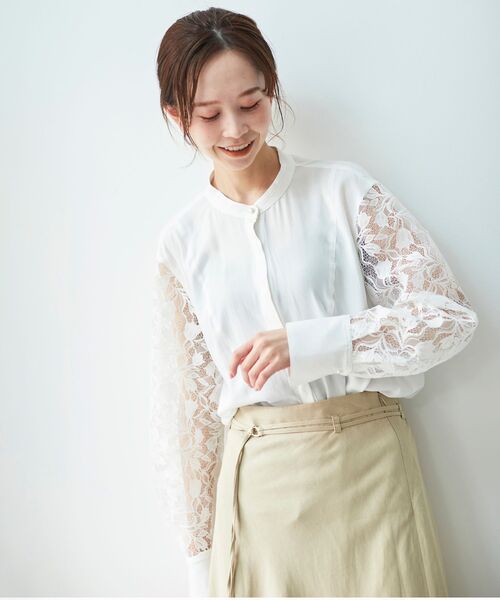シャツ ブラウス ラッセルレースコンビシャツ :67160320:ZOZOTOWN