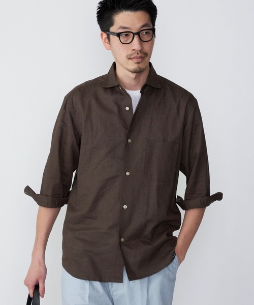 SHIPS.me シャツ 「ZOZO限定」SHIPS.me: 綿麻セミワイドカラー7分袖