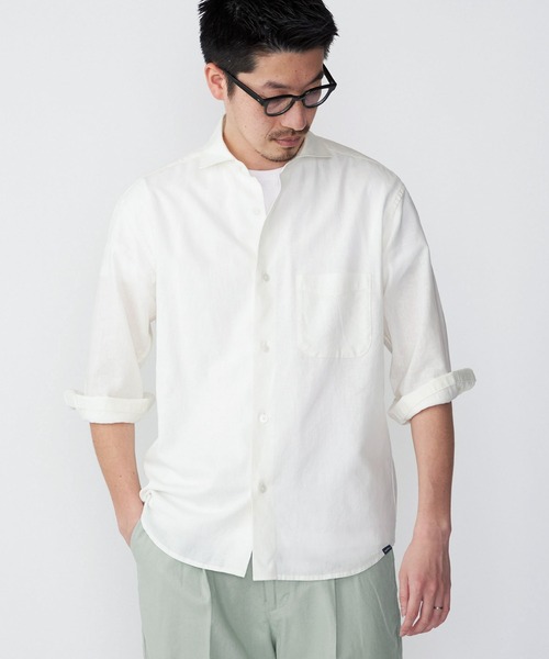 SHIPS.me シャツ 「ZOZO限定」SHIPS.me: 綿麻セミワイドカラー7分袖