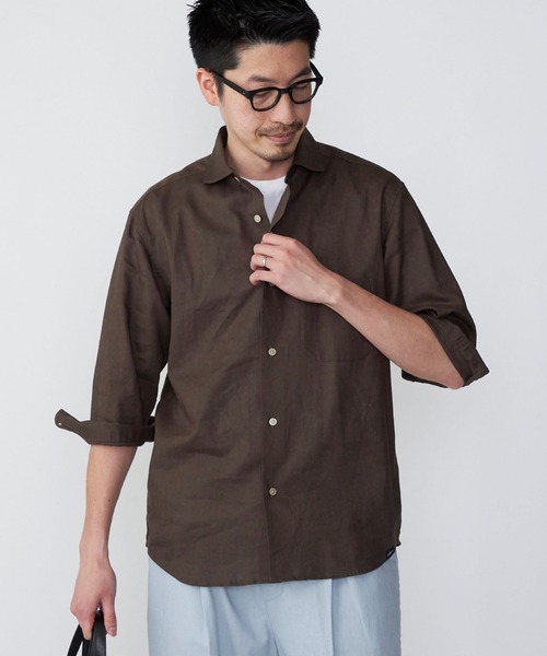 SHIPS.me シャツ 「ZOZO限定」SHIPS.me: 綿麻セミワイドカラー7分袖