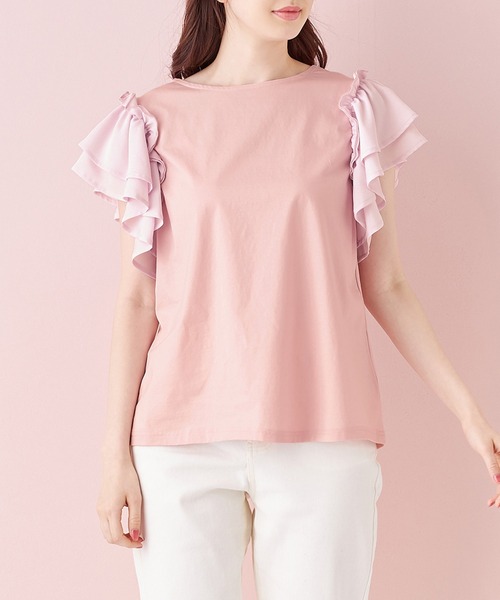 alotta tシャツ 肩開き2WAYフリルデザイントップス