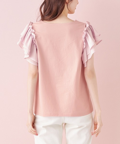 【新品タグ付】JUSGLITTY  2wayフリルブラウス　ピンク　サイズ1 新品タグ付】JUSGLITTY 2wayフリルブラウス ピンク サイズ1