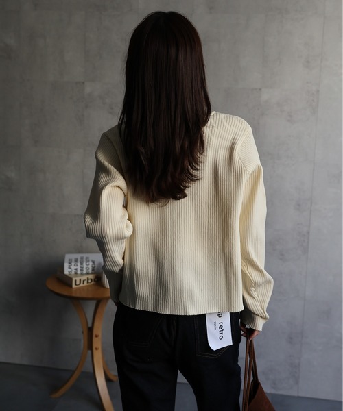 ap retro ニット セーター Wジップリブニットカーディガン レディース