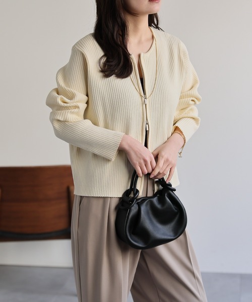Vintage knit cardigan リブニットカーディガン カーディガン many button rib knit cardigan /メニーボタンリブニット