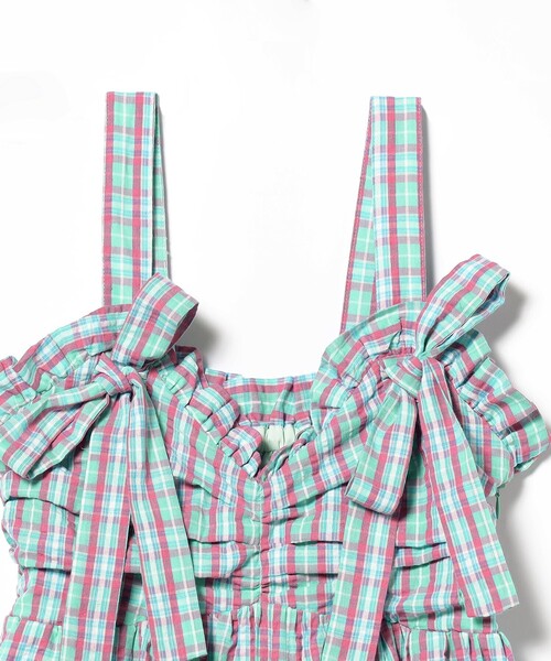 CAROLINA GLASER チェック柄 リボン フリル サロペット　ビームス CAROLINA GLASER（カロリナ グレイサー）の「チェック柄 リボン フリル