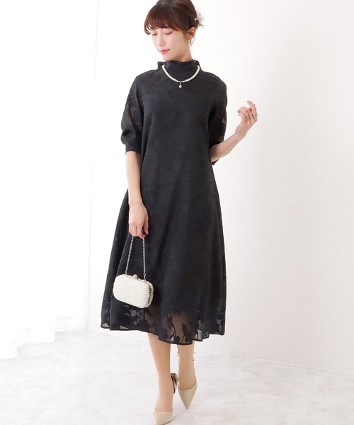 TO BE CHIC レース Aラインワンピース リボン　42 キャミソール付 Lace Ladies（レースレディース） ドレス バックリボン 総レース プチ