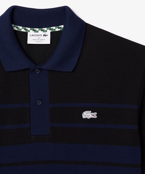 LACOSTE ポロシャツ モノトーンパネルボーダーポロシャツ メンズ