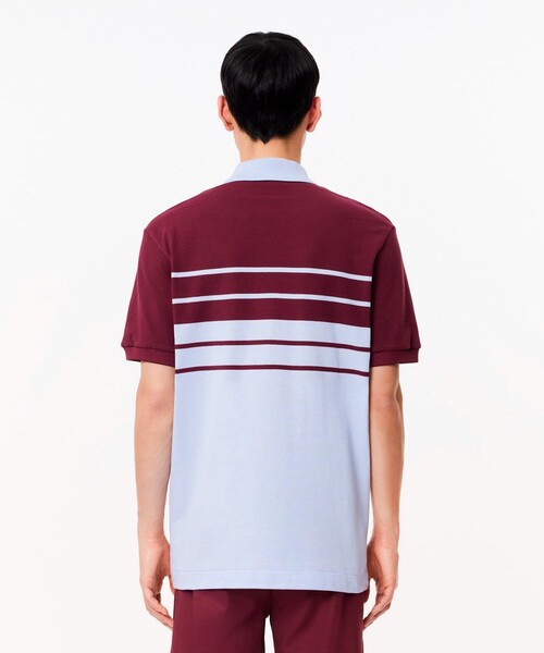 LACOSTE ポロシャツ モノトーンパネルボーダーポロシャツ メンズ