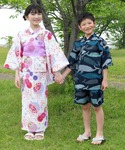 浴衣 甚平 上下セット キッズ 子供 男の子 女の子の詳細画像4