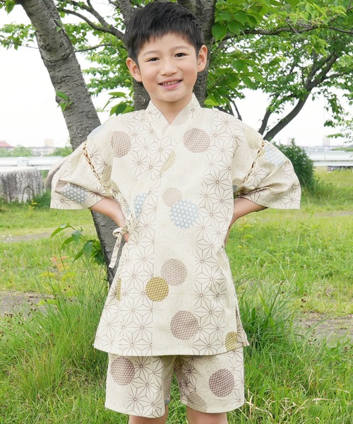 su★［おまとめ2点］甚平上下セットꕤハンドメイドꕤ男の子 女の子 浴衣帯 Bee des 浴衣 甚平 上下セット キッズ 子供 男の子 女の子