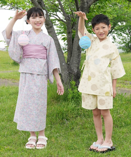 Bee des 浴衣 甚平 上下セット キッズ 子供 男の子 女の子