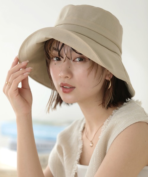 Little＆More 帽子 ハット バケットハット 綿麻 あご紐ワイヤー入