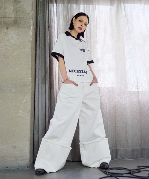 WONEM パンツ デニム ジーンズ フラップヒュージワイドレッグジーンズ 
