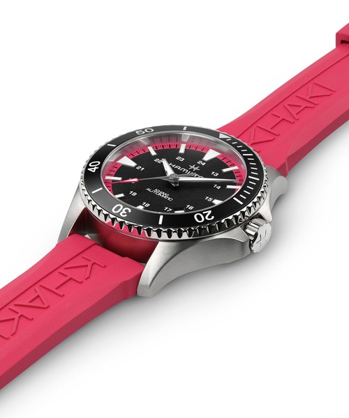 腕時計 HAMILTON 「ハミルトン」 腕時計 Khaki Navy （カーキ ネイビー） Scuba オート 自動巻き 40MM ブラック×ピンクの画像