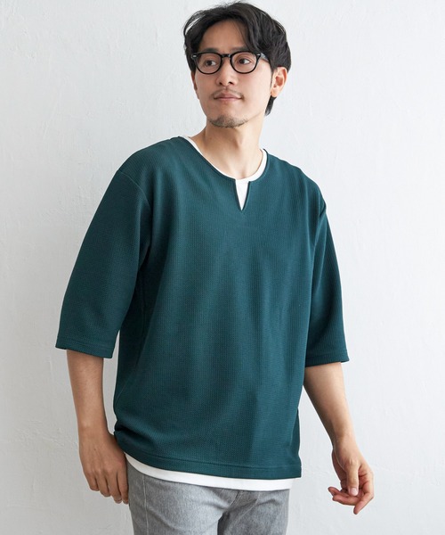 ダイヤモンドメッシュ半袖キーネックTシャツ ダイヤモンドメッシュ半袖キーネックTシャツ｜MEN'S MELROSE