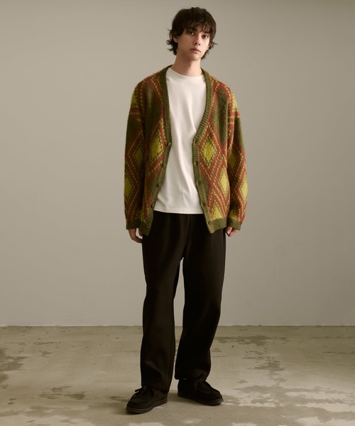 Revo. カーディガン モヘアタッチ ジオメトリ ダイヤ柄ジャガード