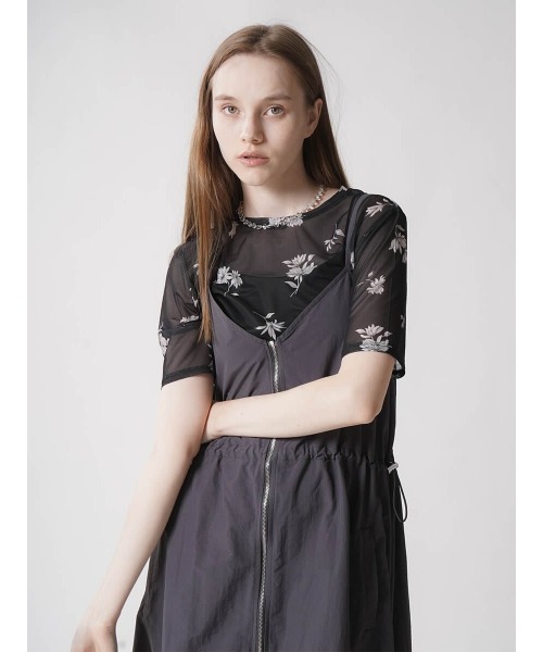 tシャツ FLOWER PRINT SHEER TOPS レディース