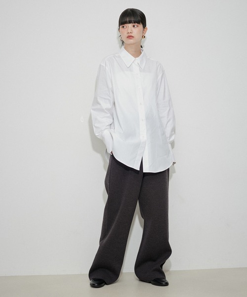 ADAM ET ROPE' パンツ 「洗える」ニットワイドパンツ レディース