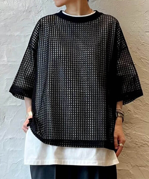 i*☆様 journal standard luxe メッシュレースTシャツ　ネ JOURNAL STANDARD LUXE tシャツ Tシャツ メッシュレース クルー