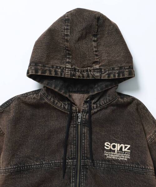 SEQUENZE パーカー WEB限定 / ブリーチ加工 デニムジップパーカー sqnz