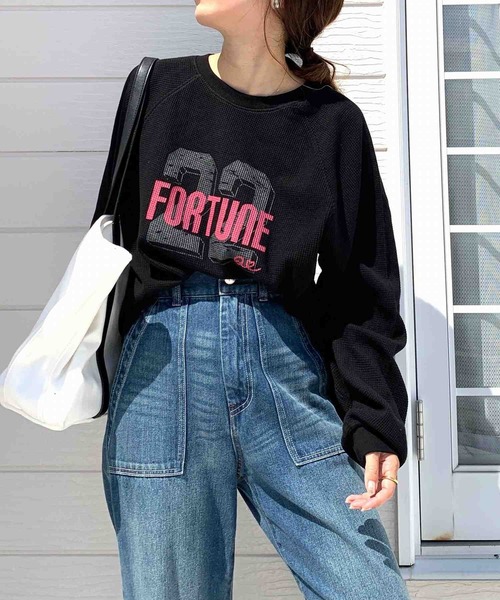 tシャツ ワッフルボリュームトップス レディース