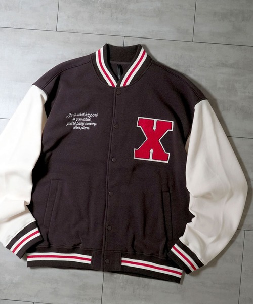 トレーナー スウェット felt patch sweat stadium jacket/フェルト 