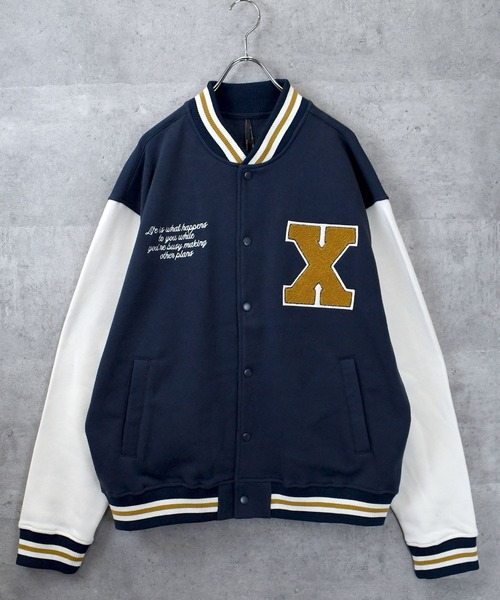 ジャケット・アウター Original patch stadium jacket (navy) トレーナー スウェット felt patch sweat stadium jacket/フェルト