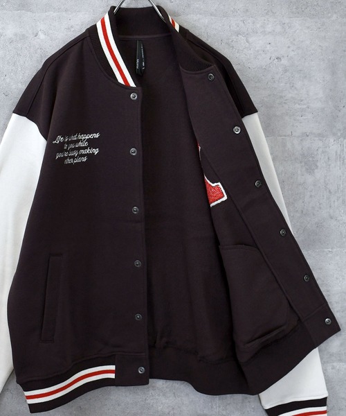 トレーナー スウェット felt patch sweat stadium jacket/フェルト 