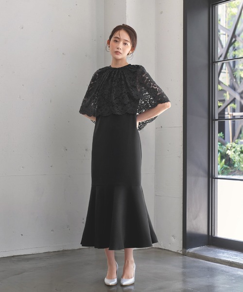 GIRL DRESS FOR NOW ドレス レース ケープスリーブ マーメイド ロング