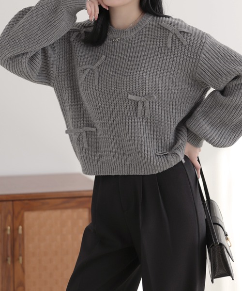 リボン付きニットプルオーバー レディース : ZOZOTOWN Yahoo!店 - 通販
