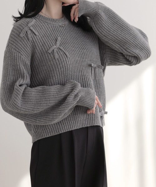 リボン付きニットプルオーバー レディース : ZOZOTOWN Yahoo!店 - 通販