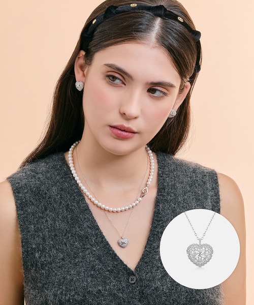 ネックレス 「メトロシティ」クオレスターリングシルバーホワイトネックレス レディースの画像