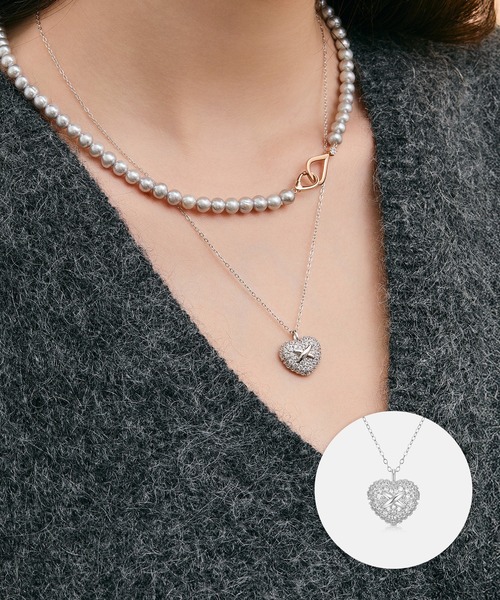 ネックレス 「メトロシティ」クオレスターリングシルバーホワイトネックレス レディースの画像