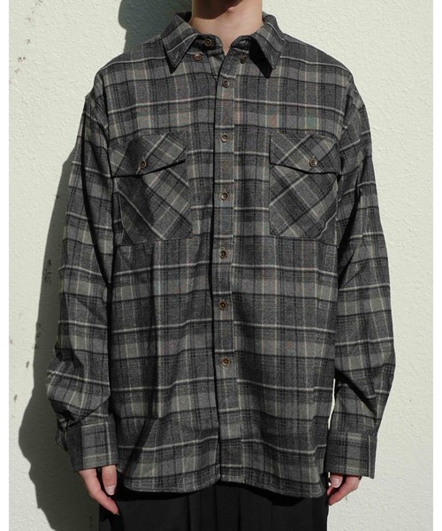 Noen（ノエン） シャツ ダブルポケットチェックネルシャツ メンズ