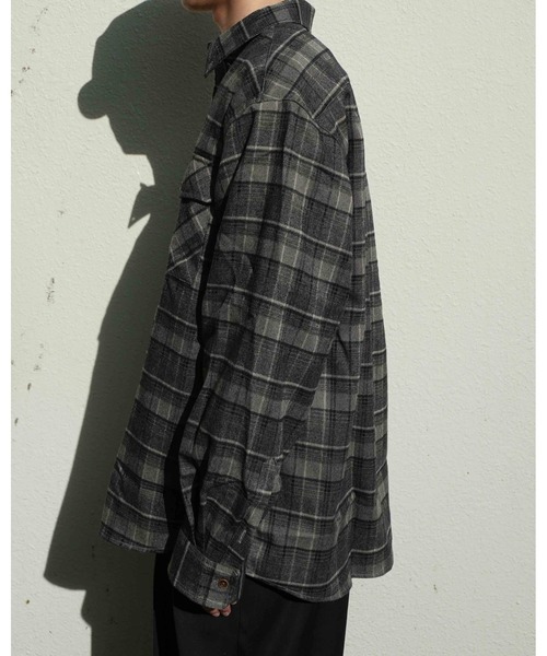 Noen（ノエン） シャツ ダブルポケットチェックネルシャツ メンズ