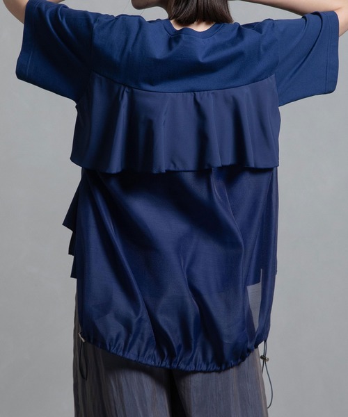 【MARECHAL TERRE】　フリルデザインTシャツ　トップス MARECHAL TERRE tシャツ フリルジョイントトップス レディース