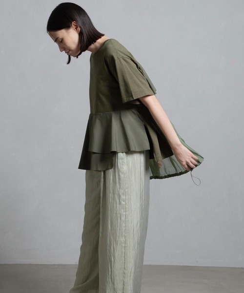【MARECHAL TERRE】　フリルデザインTシャツ　トップス MARECHAL TERRE tシャツ フリルジョイントトップス レディース