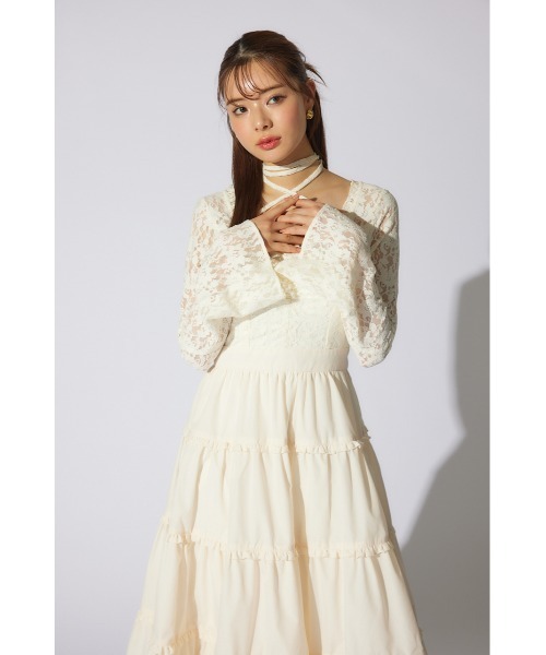 rienda（リエンダ） ワンピース レーストップコンビフレアワンピース