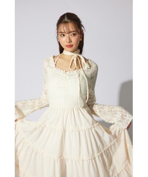 rienda（リエンダ） ワンピース レーストップコンビフレアワンピース