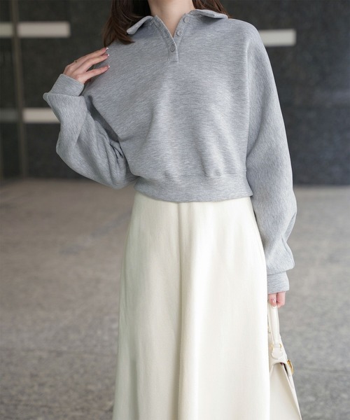 トレーナー スウェット ポロ スウェット トップス HUIT レディース