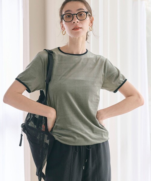 tシャツ シアーベロア リンガー Tシャツ レディース