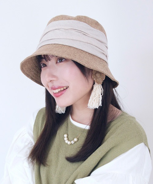 polcadot 帽子 ハット クリップギャザーバケットハット