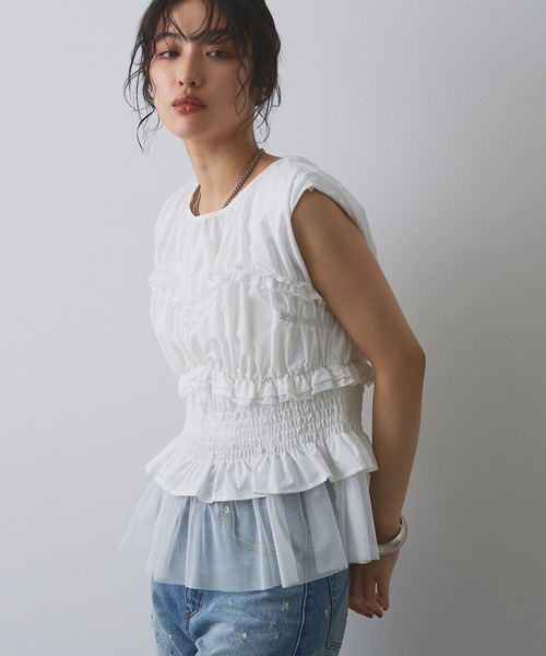 セール】 【洗える】シャーリングシアー ブラウス （シャツ