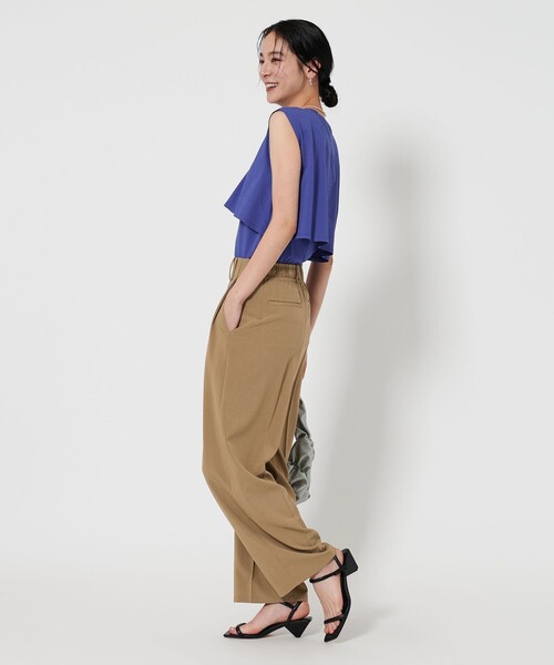 tシャツ 「WEB限定 Wardrobe DAILY MINIMAL」フリルレイヤード ノースリーブカットソー -接触冷感- レディース