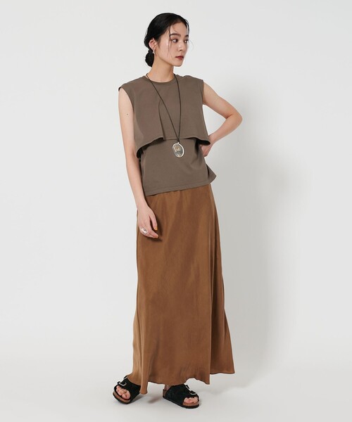 tシャツ 「WEB限定 Wardrobe DAILY MINIMAL」フリルレイヤード ノースリーブカットソー -接触冷感- レディース