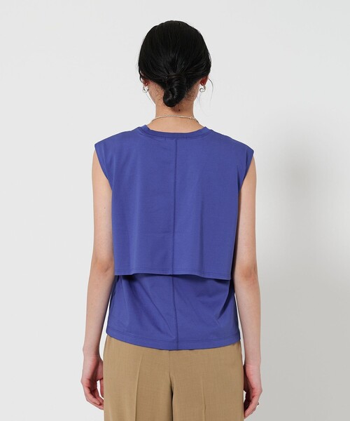 tシャツ 「WEB限定 Wardrobe DAILY MINIMAL」フリルレイヤード ノースリーブカットソー -接触冷感- レディース