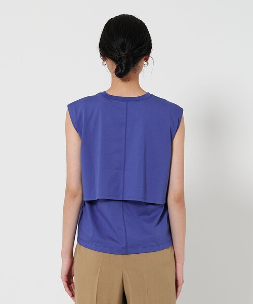 tシャツ 「WEB限定 Wardrobe DAILY MINIMAL」フリルレイヤード ノースリーブカットソー -接触冷感- レディース