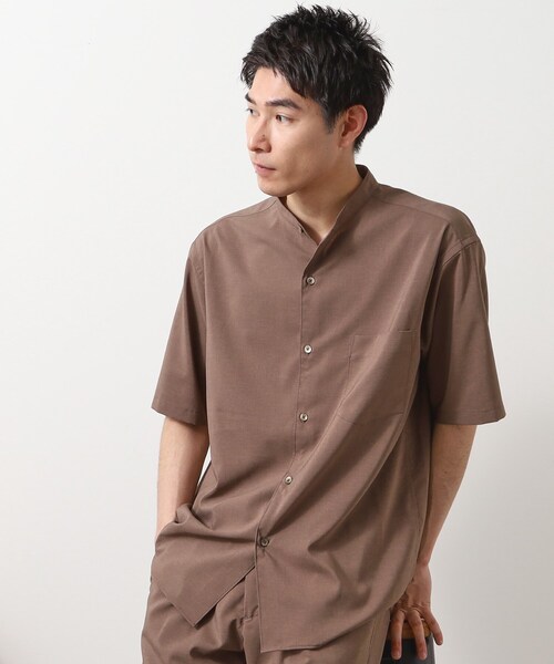 THE SHOP TK シャツ クールファイバーバンドカラー半袖シャツ 接触冷感
